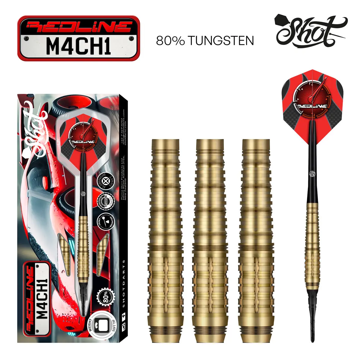 Shot Darts Redline M4CH1 Soft Tip Dart Set - 20g