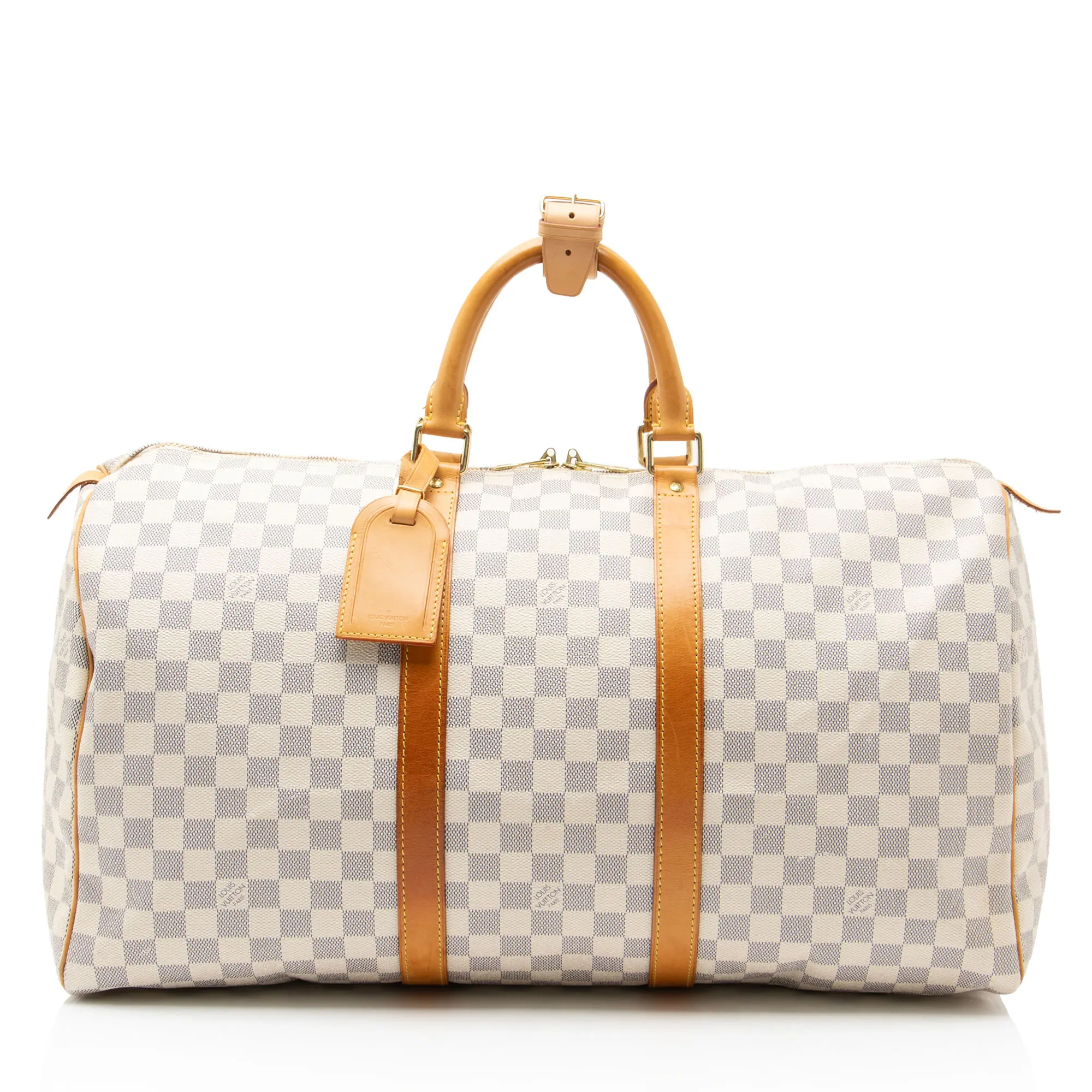 Pre-owned Louis Vuitton Leather Luggage Damier Azur Keepall 50 Duffle