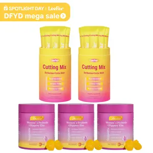 LEEFAR Signature Bundle: Women's Probiotics+Slippery Elm Pineapple Gummies*3 Bottles & Cutting Drink Mix*2 Jars