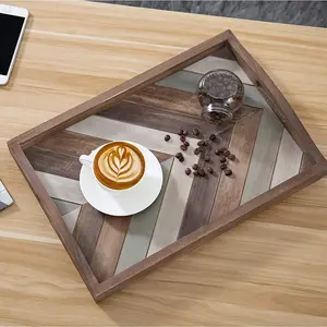 1 Solid Wood Creative Tray, Color Storage Tray, Fruit Tray, Breakfast Tray, Elegant Aromatherapy Tray, American Style, Walnut