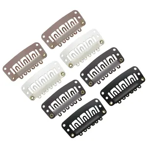 100 count 32mm Hair Extension Clips - 6  Wig Accessories With Soft Rubber Metal Snap for Women Men, 4 Colors (Multicolor)