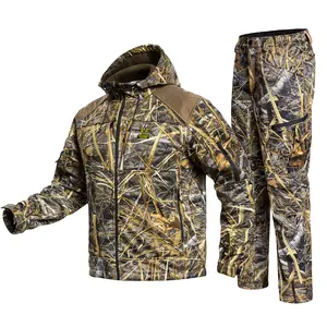 Quiet Hunting Suit Camouflage Clothes Clothing Gear Hoodie Jacket Pants For Men Outdoor Game