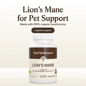 Real Mushrooms Lion's Mane for Pets | Organic Extract 300mg | Vet Formulated Dr Rob Silver DVM | NASC Certified | Gluten Free Non GMO Vegan | 120 Capsules