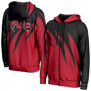 Kane WWE 3D Zip Hoodie Red Black Demon Fire Claw Design Unisex Streetwear Fall Winter Jacket Casual Sporty Fan Merch Gift for Men Women Wrestling Lovers Comfortable