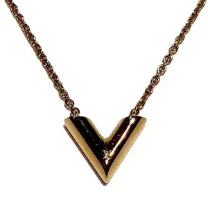 Pre-owned Louis Vuitton Gold-plated Small Leather Goods Essential V Necklace