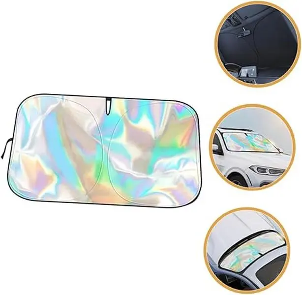 Laser Front Windshield Sunshade, UV-Protective Reflective Car Windshield Cover, Anti-Glare Front Window Accessory - Cools Vehicle Interior for Sedans, SUVs
