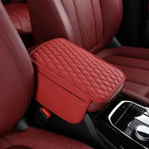 1-2pcs Car Center Console Cover, Leather Vehicle Arm Rest Cushion Mat with Storage Pocket, Waterproof Anti-Scratch Auto Interior Armrest Pad Accessiories Universal for SUV, Truck, RV .