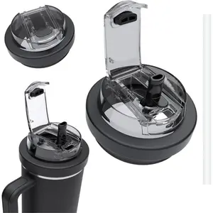 40oz Replacement Lid Compatible with 40oz Tumblers, Dual-Spout 2-in-1 Design with Straw & Sip Opening, Leak-Proof Dustproof Cover, Detachable Silicone Seal Cup Accessory, Double Mouth Lid