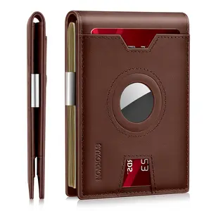 ZOVYRON Airtag Wallet for Men, Bifold Leather Wallet Sim Minimalist Card Wallet with Airtag Holder