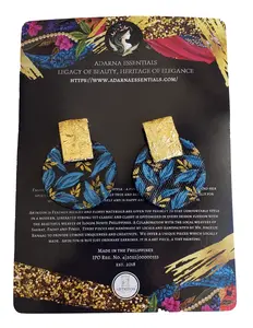Fabric Earrings - Handcrafted Artisanal, Lightweight, Filipino artist, Dangling Gold Leaf, Eco-Friendly Statement Jewelry for Women Female Retro Casual Fabric Female Casual