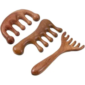 Household daily necessities 3 Pcs Wooden Scalp Massage Comb Wide Tooth Loc Comb Head Scratcher Scalp Massager Head Massager Tool for Relaxation, Gua Sha Combs for Women Men Gift