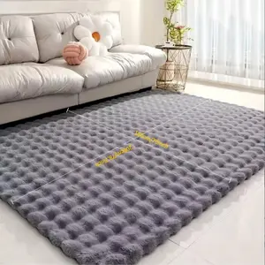 Luxury Faux Fur Carpet, Medium Thickness Foam Velvet Non-Slip Rug, Knitted Design, Thick Bedroom & Living Room Mat
