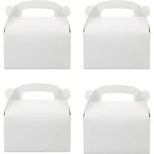 30-Pack White Party Favor Treat Boxes, Goodie Gable Paper Gift Boxes with Handles.Perfect for Wedding, Birthday, Graduation, Babyshower.