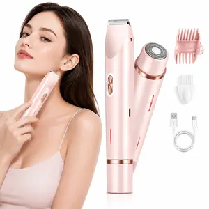 Electric Bikini Trimmer for Women, Rechargeable 2-in-1/3-in-1 Body & Facial Hair Removal, Shaver Waterproof Wet & Dry Use Trimmer for Women and Men, Summer Gift