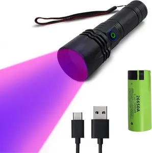 Uv Blood Tracking Flashlight forHunting Deer Finder Blood Trailing LightRechargeable Blood Tracker Light-365nm UVFlashlight Black Light with Filter Need work withLuminol(not include) Ultraviolet Light For HuntingTracking Blood Trail Festival Gift sky  fir