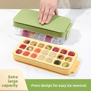 Food-Grade Ice Cube Mould - Soft Bottom, Large Capacity, Sealed Design for Kitchen, Home Use,Food Grade Press Ice Cube Tray with Lid, Household Homemade Ice Maker Storage Box