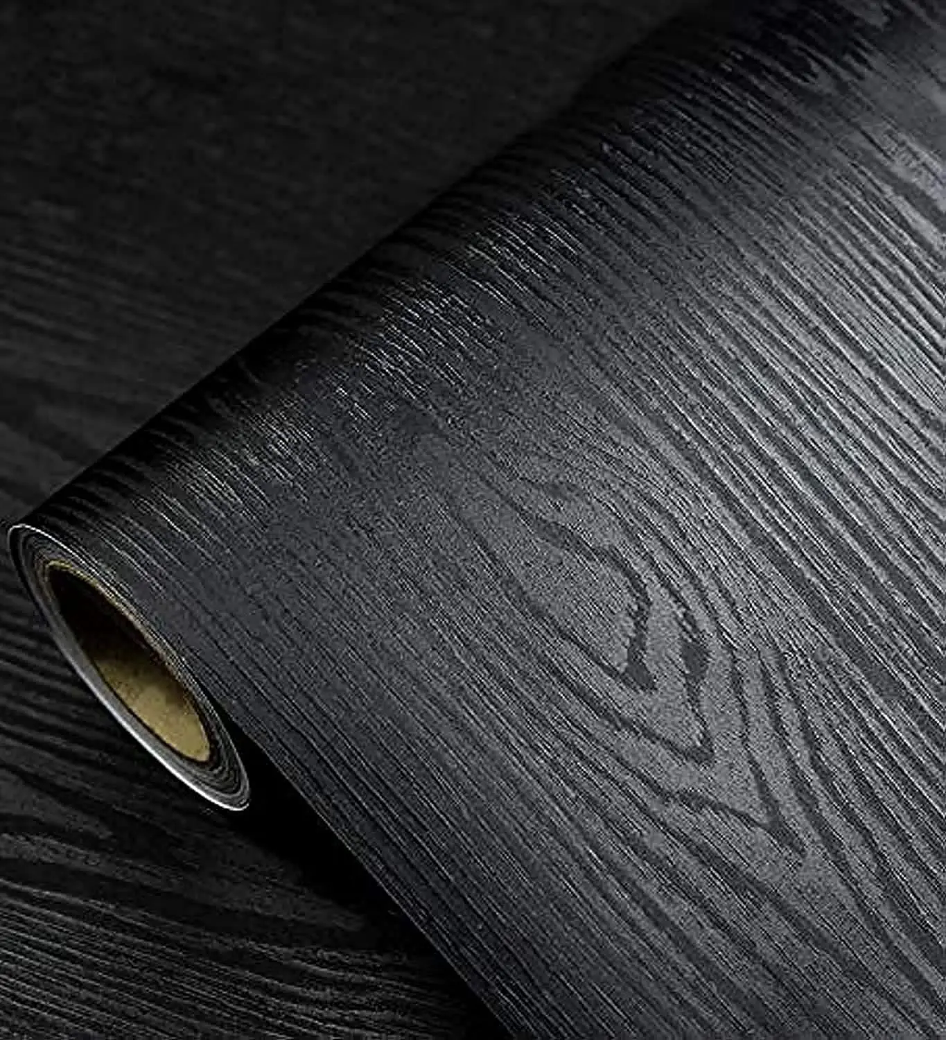 Black Wood Self-Adhesive & Removable Wallpaper for Countertop Furniture Kitchen Wall - Realistic Wood Sensation