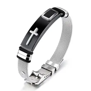 Stainless Steel Adjustable Cross Charm Bracelet Trendy Fashionable Couple Jewelry for Men and Women