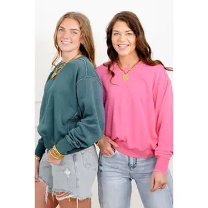 Door Buster! Solid Long Sleeve Crew Neck Sweatshirt