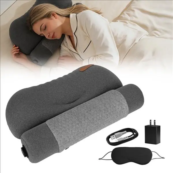 Ergonomic Cervical Neck Pillow - 55D Polyurethane Memory Foam, 3-Level USB Heated, 95% Polyester 5% Spandex, Skin-Friendly 0-Pressure Design, Auto-Off & Overheat Safety Protection, Camping Travel Use, 45*29*9cm, Model 5593, Unisex, Three Temps
