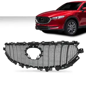 Fit For 17-21 Mazda CX-5 CX5 Front Bumper Mesh Grille Grill w/ Chrome Trim