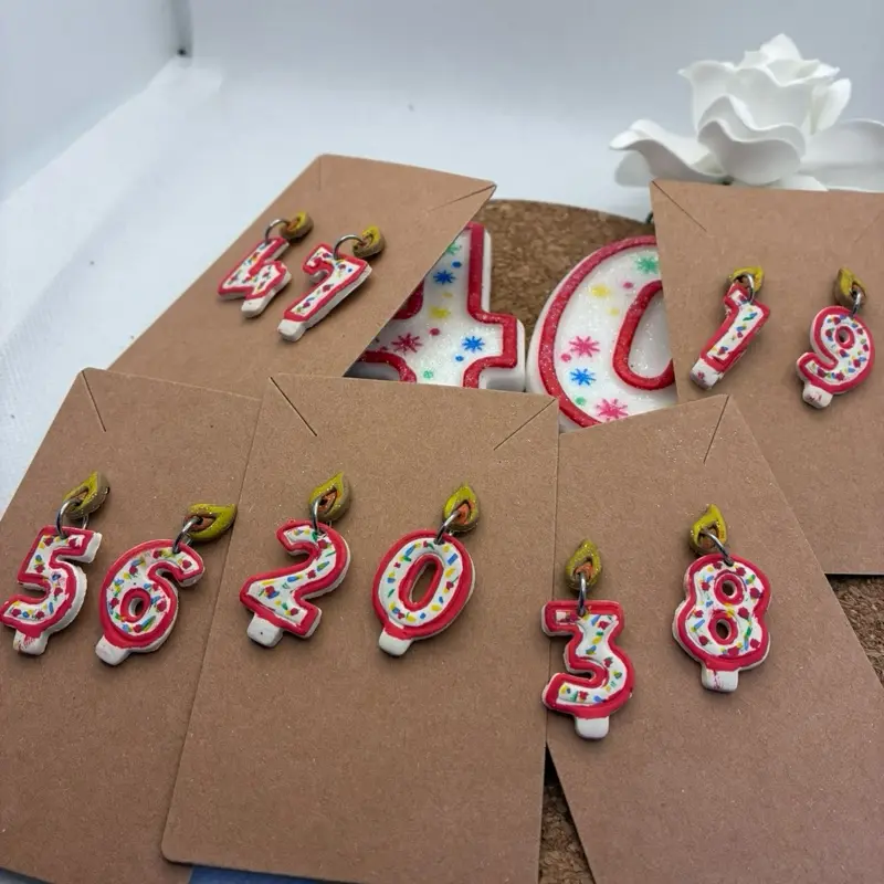 Customized Birthday Cake Candle Dangle Earrings - Clay Birthday Jewelry with Butterfly Backs & Lead-Free Hardware for Comfortable Wear