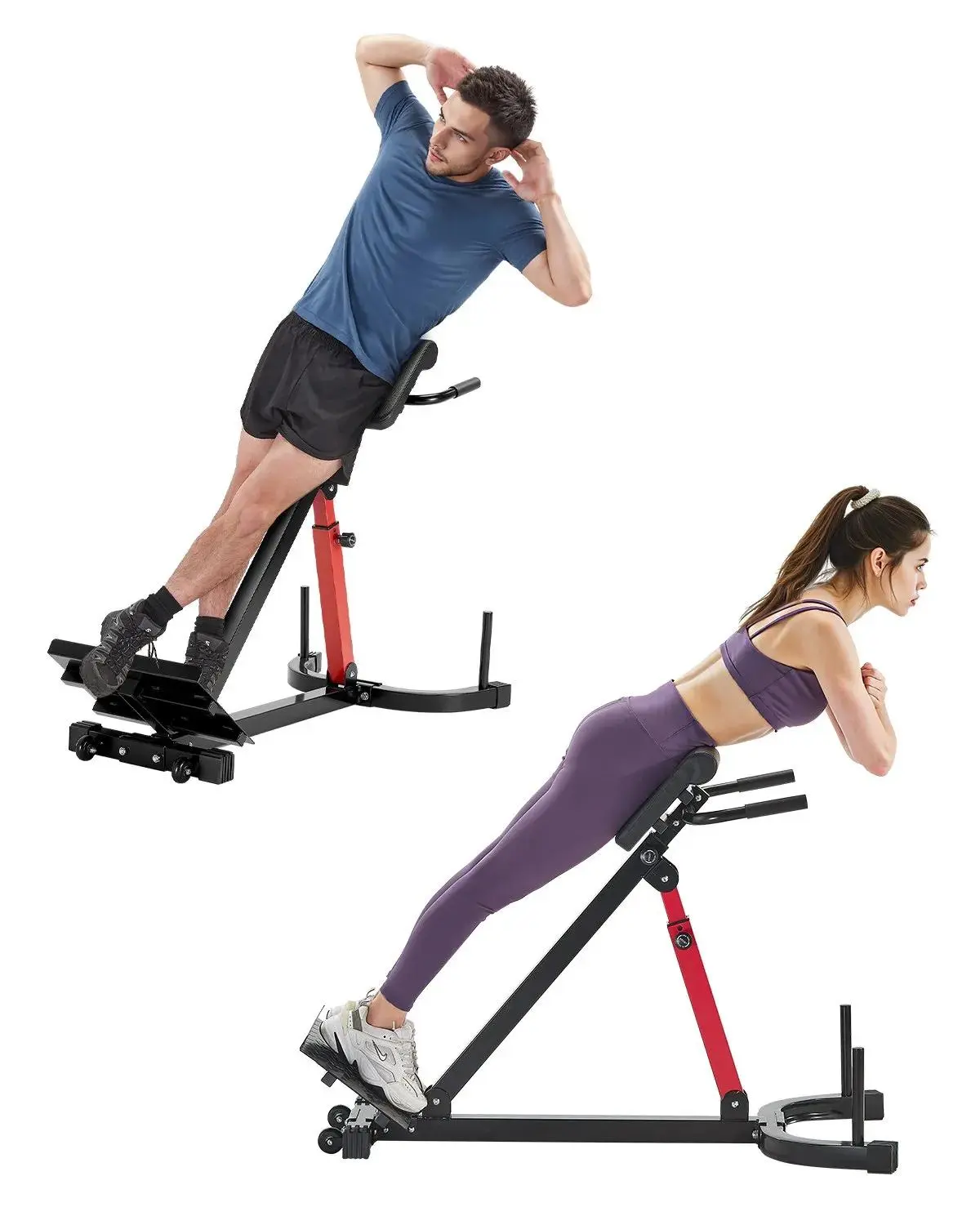【Summerfinds】VEVOR Roman Chair Hyperextension Bench,  350 lbs Adjustable Extension Machine, Multi-Function Exercise Equipment for Glute, Hamstring, Lower Back, and Ab Workout, Fitness Weight Bench for Home Gym