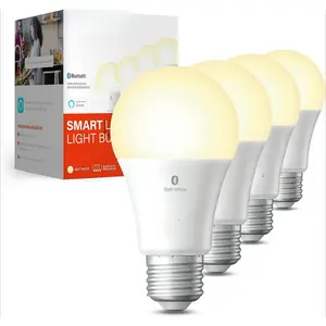 Alexa Light Bulb, Bluetooth Mesh Smart Light Bulbs, Smart Bulbs That Work with Alexa Only, Dimmable LED Bulb E26 A19, 60W Equivalent Soft White 800LM, Certified for Humans Device, 4 Pack