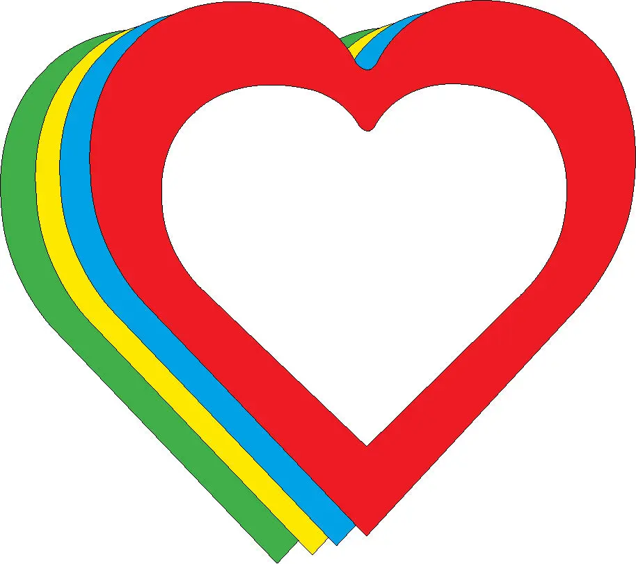 SHAPES ETC. Medium Open Heart Creative Cut-Outs, Assorted Colors, 4" x 3.75", for Craft Ideas