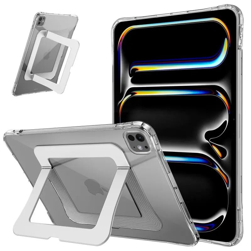 Transparent Anti-Drop Tablet Case with Stand & Airbag, Accessories for 2025 iPad Pro 13-in (No Pen Slot) & 11th Gen Air 7 Tablet Casing, Shock Protection Cover