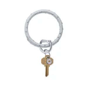 OVENTURE Leather Big O® Key Ring - Lavender Ostrich Embossed Genuine Leather with Patented Locking Clasp for Hands-Free Convenience & Everyday Use