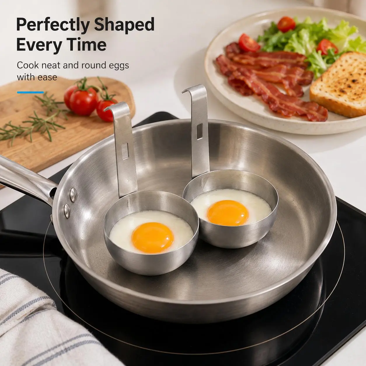 1 Count Stainless Steel Egg Poacher, with Hanging Hook Easy to Clean Design for Making Poached and Steamed Eggs in Home Kitchen