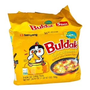 [5 pack bundle]Buldak Ramen,Cheese Hot Chicken Flavor 24.70 oz Spicy Creamy Instant Food
