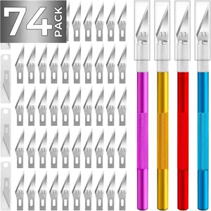 74 Pack Hobby Knife Exacto Knife with 4 Upgrade Sharp Hobby Knives and 70 Spare Craft Knife Blades for Art Scrapbooking Stencil