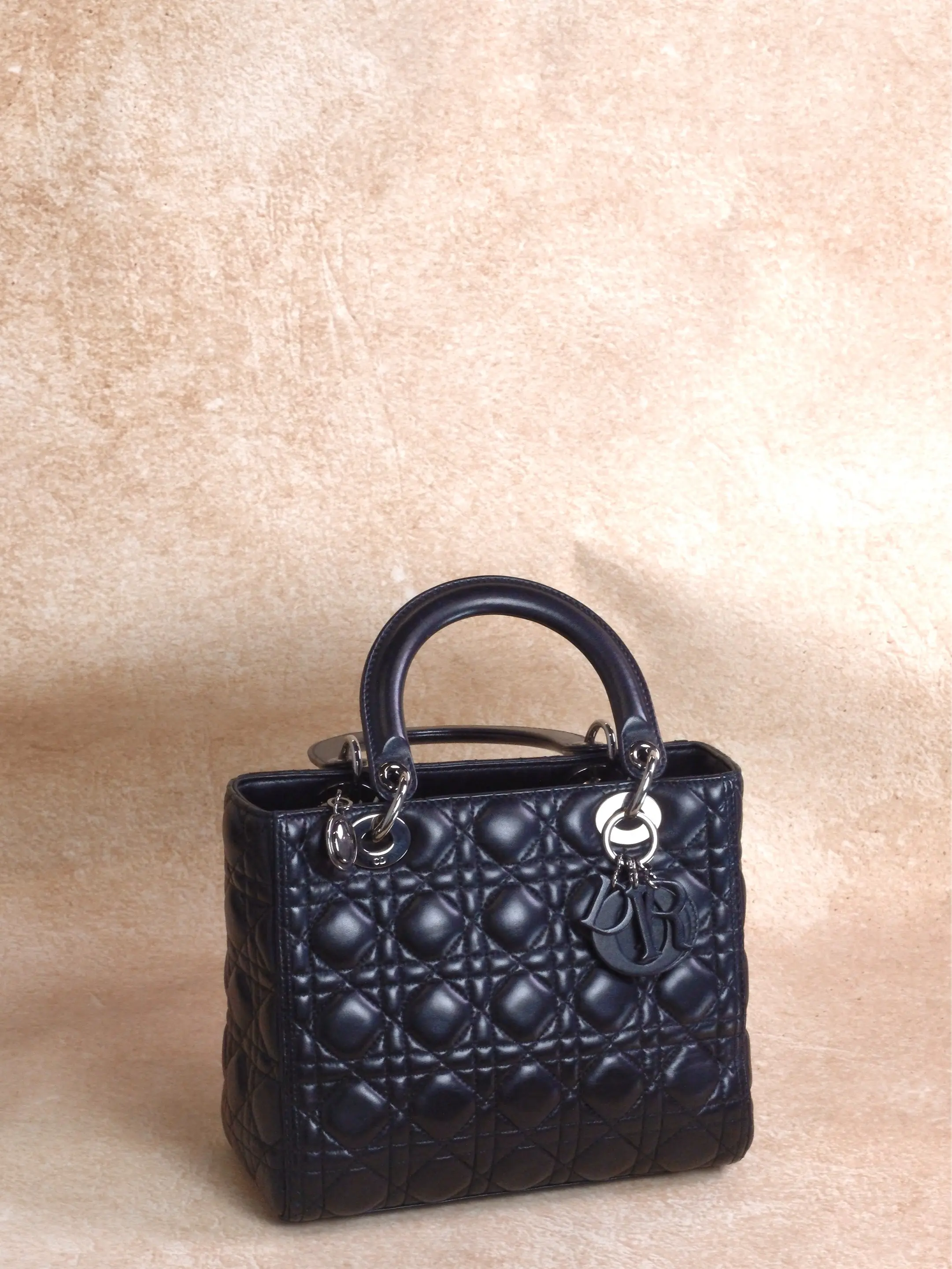 Pre-owned Dior Lady All Back Lambskin Aesthetic Shoulder Handbag, Black Purse