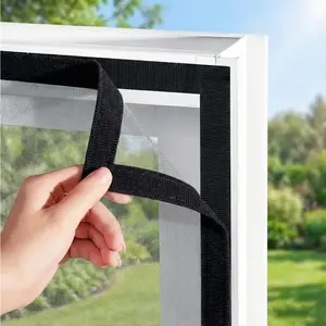 grey-Self-Adhesive Removable Mosquito Net – Insect-Proof Gauze Window Screen Curtain, Washable Summer Tulle Mesh for Windows, Window Mounted