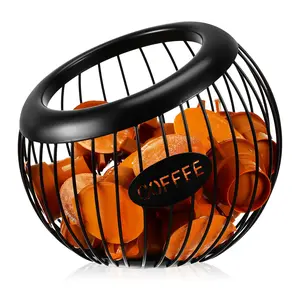 Coffee Pod Holder, Large Capacity Metal K Cups Holder Organizer Coffee Capsule Container Basket, Espresso Pods Storage for Counter, Bar Station Accessories, Black