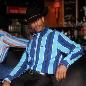 Men's Vintage-Inspired Brushpopper Western Snap Workshirt - Cobalt Storm