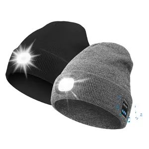 [FreeShipp]Bluetooth Beanie Hat with LED Light,Headlamp Cap with Headphones and Built-in Speaker Mic- USB Rechargeable Knitted Warm Winter Cap Balaclava Hat for Music Calling Sport,Outdoor,Unisex
