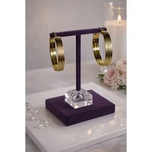 1.65” Large Textured Gold Hoop Earrings – Diamond Cut Finish Statement Hoops