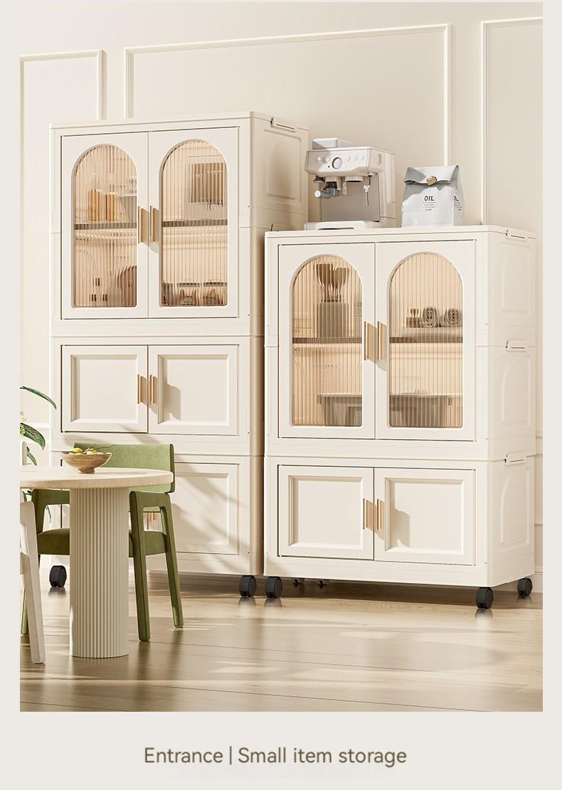 25.59" Side Wide Folding Wardrobe, collapsible storage bins with magnetic doors, plastic lockers with wheels, wardrobe organizers and storage containers Snack boxes containers pre-meal prep containers