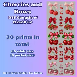 G38 Cherries and Bows DTF Gang Sheet