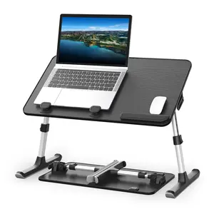 SAIJI Height & Angle Adjustable Laptop Stand for Bed, Lap Desk Bed Tray Table, Light Weight Foldable Portable Laptop Table for Couch Sofa Chair Floor Desk for Adults, Kids (S-20.5×11.8 In Black)