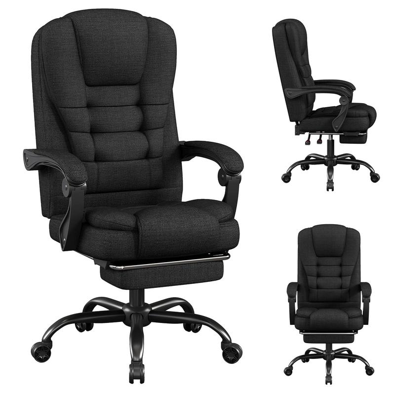 SITMOD Fabric Office Task Chair- Computer Ergonomic Desk Chair- High Back Executive Chairs Height Adjustable with Footrest Lumbar, 360° Swivel Gaming Office Desk Chair with Flip-up Armrest for Adult