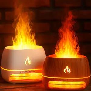 2-in-1 Air Purifier&Humidifier Salt Lamp Aromatherapy Diffuser Simulated Flame Design with 7 Light Colors, USB Powered Essential Oil Diffuser diffuser oil