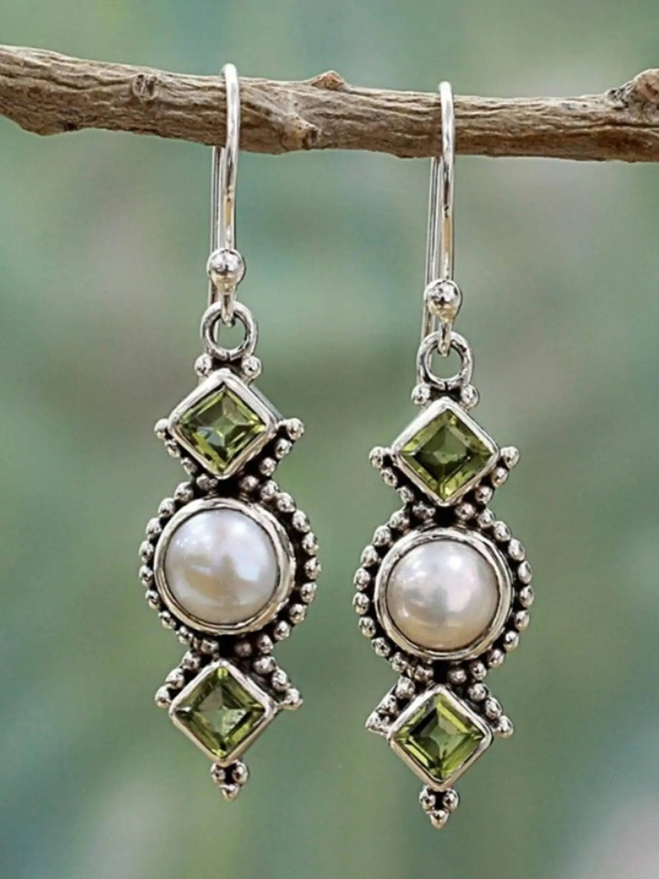 Boho Ethnic Style Creative Imitation Pearl Geometric Earrings, Vintage Unique Women's Casual Vacation Versatile Earrings, Dangle Earrings, Fashion Dangle Earrings, Bohemian Earrings