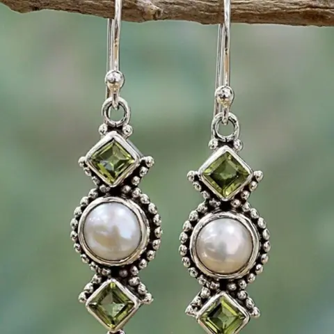 Boho Ethnic Style Creative Imitation Pearl Geometric Earrings, Vintage Unique Women's Casual Vacation Versatile Earrings, Dangle Earrings, Fashion Dangle Earrings, Boho Style Jewelry