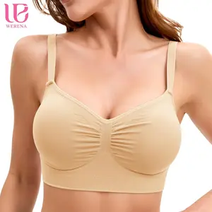 Werena Wireless Bras for Women Comfortable Sports Bra No Underwire & Sewn in Padded Bralettes Full Coverage Lined Bra with High Support Breathable Strap