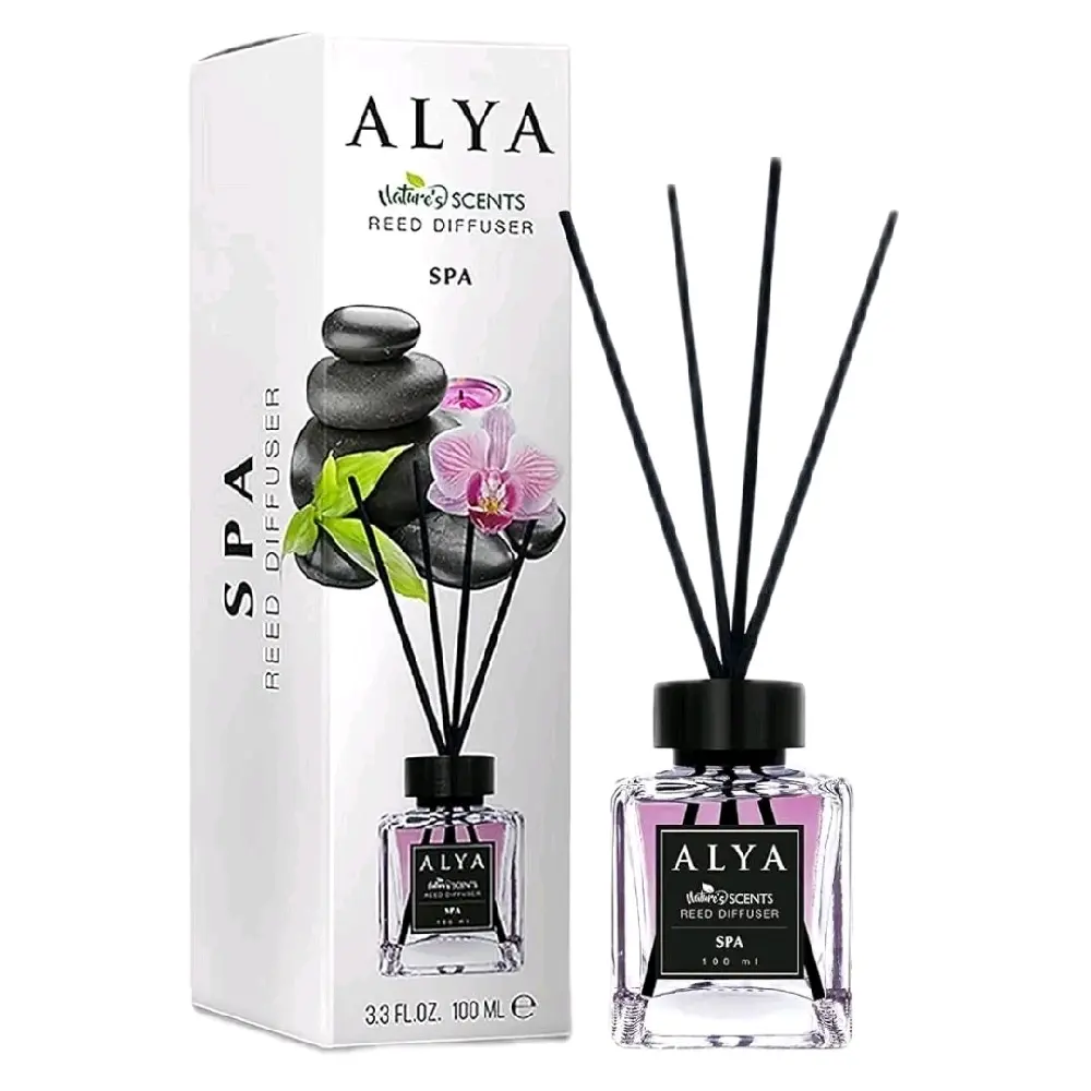 ALYA Nature's Scents Spa Reed Diffuser, 3.3 Fl Oz, 100 ml, with Black Reeds