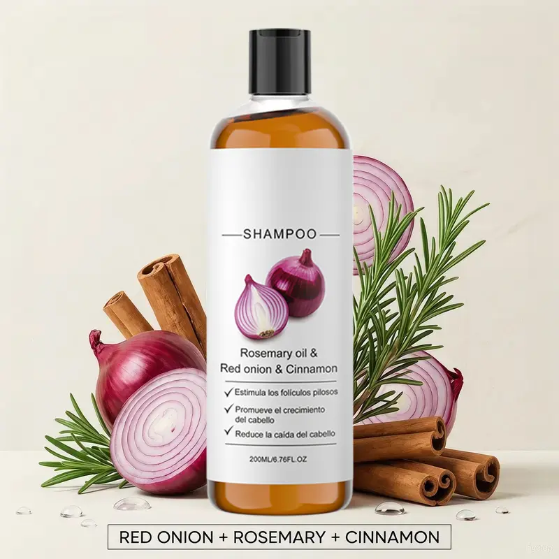 Shampoo - Excalvo Shampoo For Men with Rosemary Oil & Red Onion & Cinnamon Extract, Less Hair Loss, More Density, Stronger Roots, 7oz/200ml